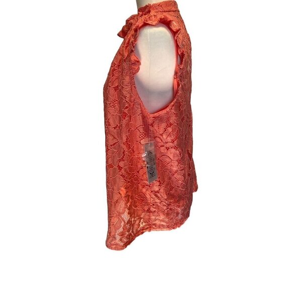 NWT Nanette Lepore Women's Light Flamingo Lace Sleeveless Blouse Size Large - Picture 3 of 7